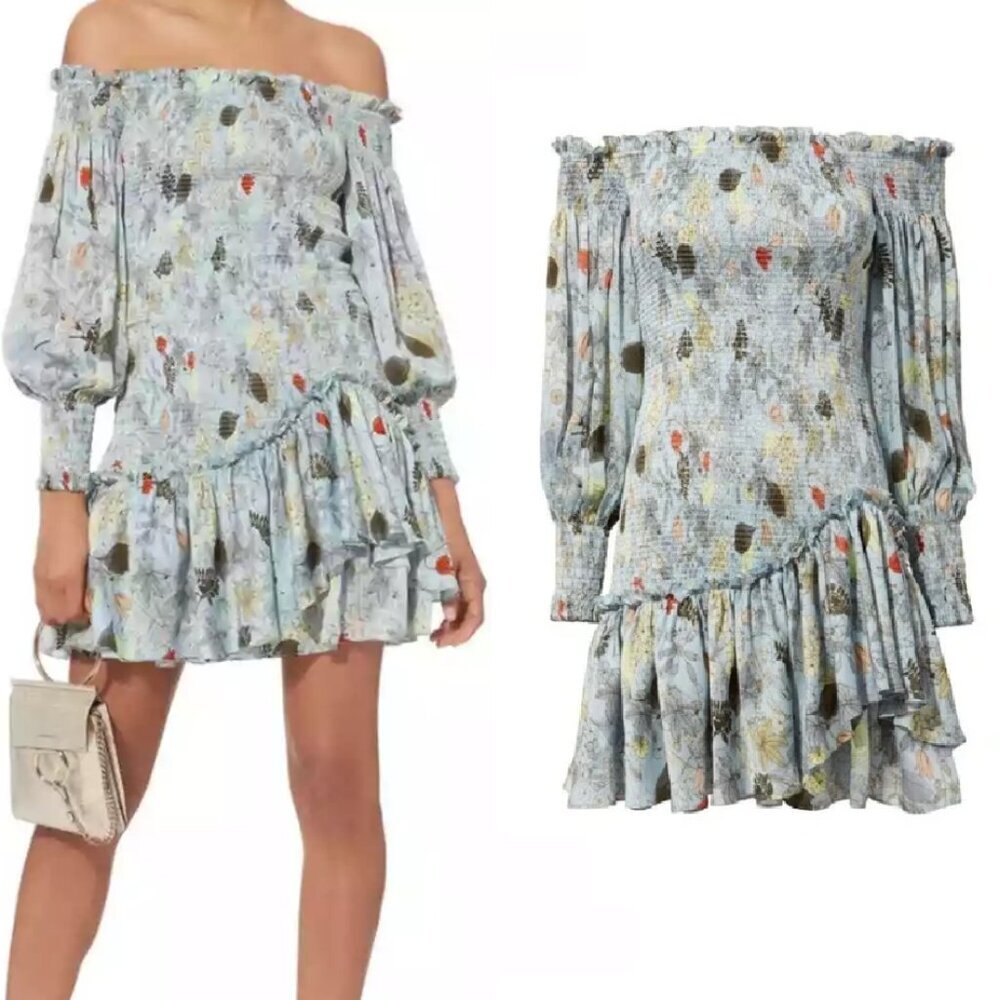 Alexis Gemina Off the Shoulder Smocked Mini Dress